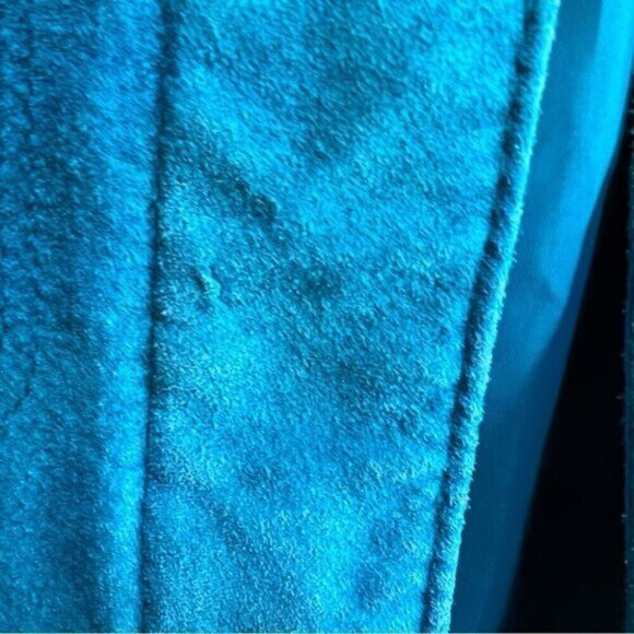 Chico’s Teal Leather Suede Jacket Size 1 Medium 100% Leather Classic Monochrome - Picture 14 of 16